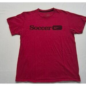 Nike men's red crew neck Soccer t-shirt black grahic print sz. M 100% Cotton